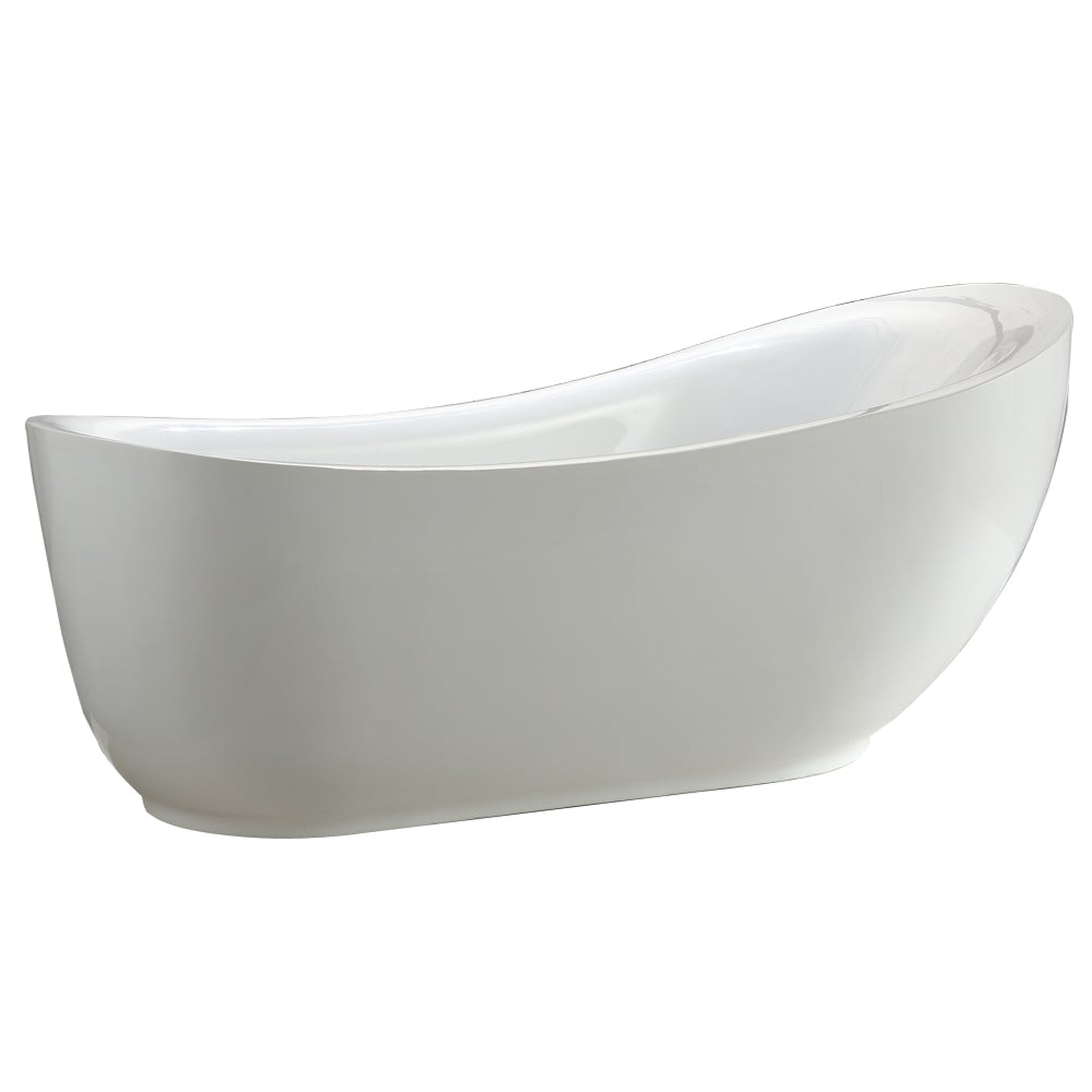 Vinnova, Vinnova Everlie 71" x 35" White Rectangular Freestanding Single Slipper Soaking Acrylic Bathtub